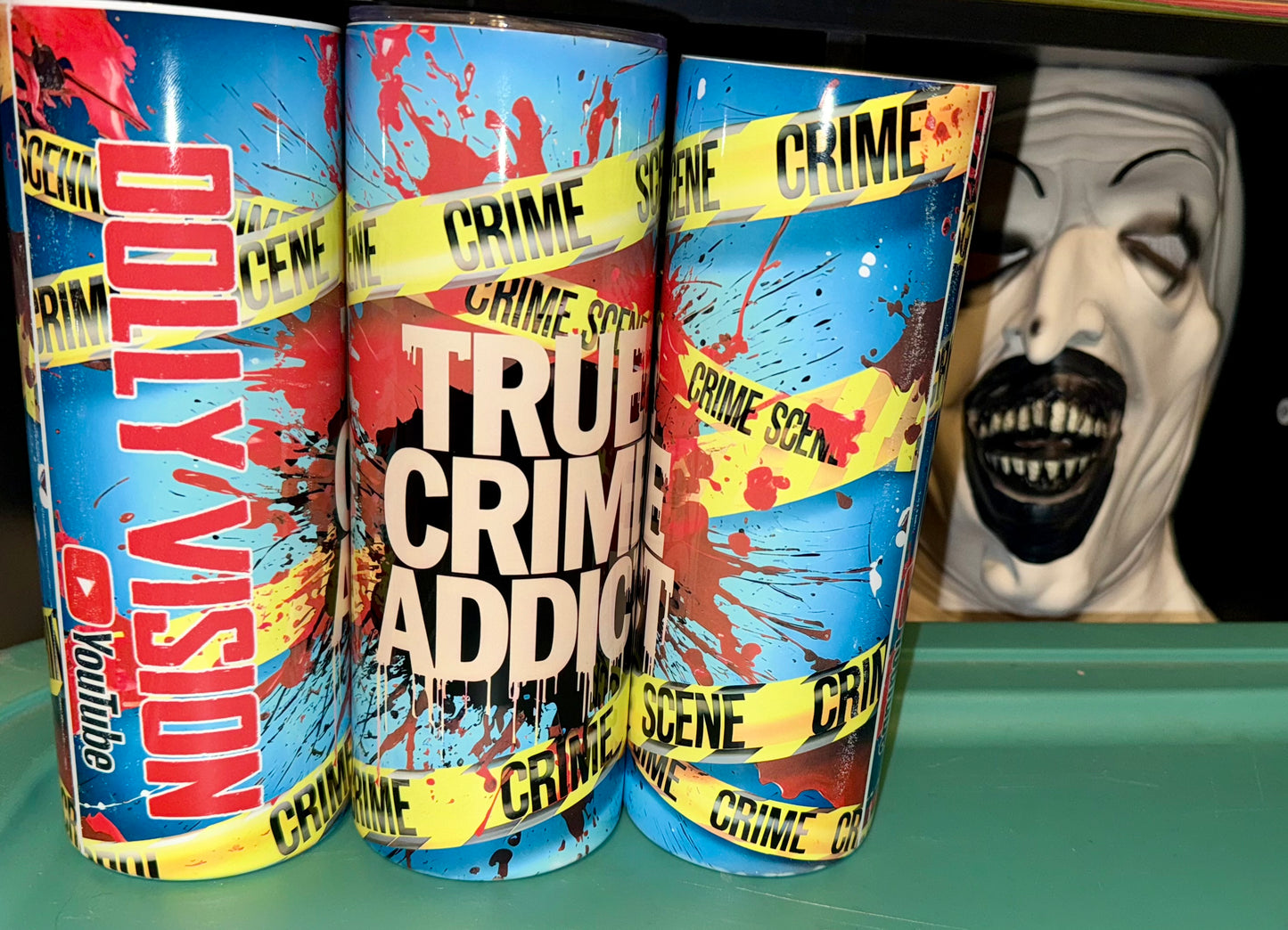 BRAND NEW 20oz TUMBLERS DOLLY VISION TRUE CRIME Addict