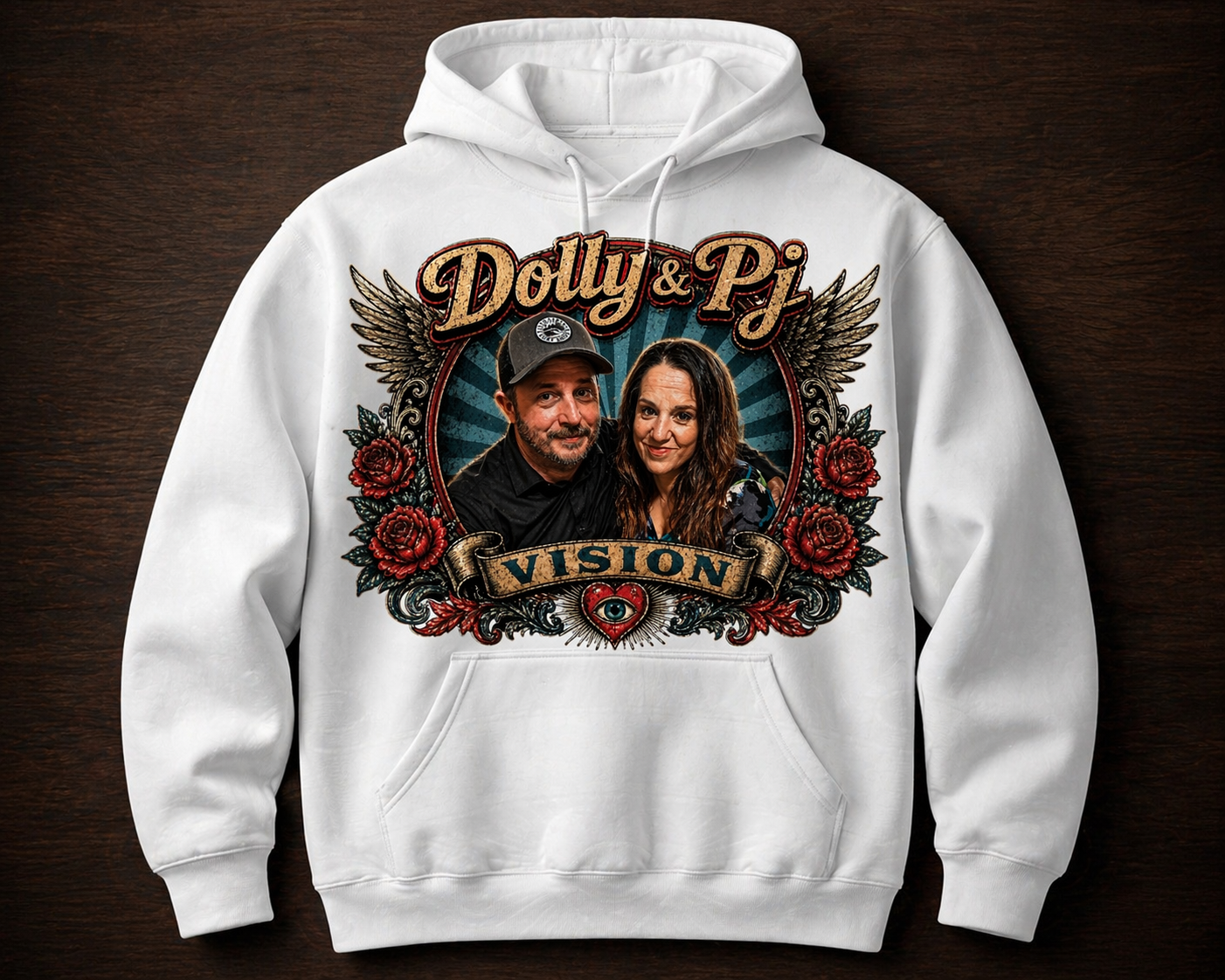 Official Dolly & Pj Vision graphic hoodie (WHITE)