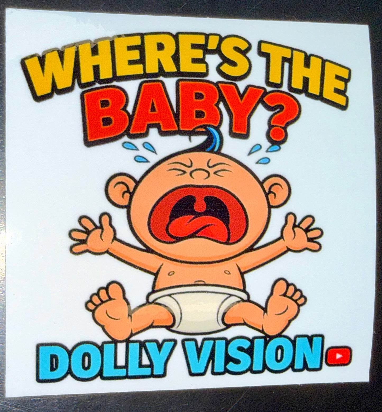 OFFICIAL DOLLY VISION WHERE’S THE BABY STICKERS 3”x3”