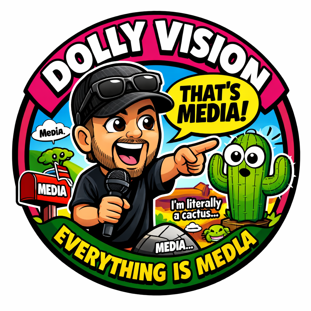 OFFICIAL DOLLY VISION THATS MEDIA STICKERS 3”x3” PRE-ORDER