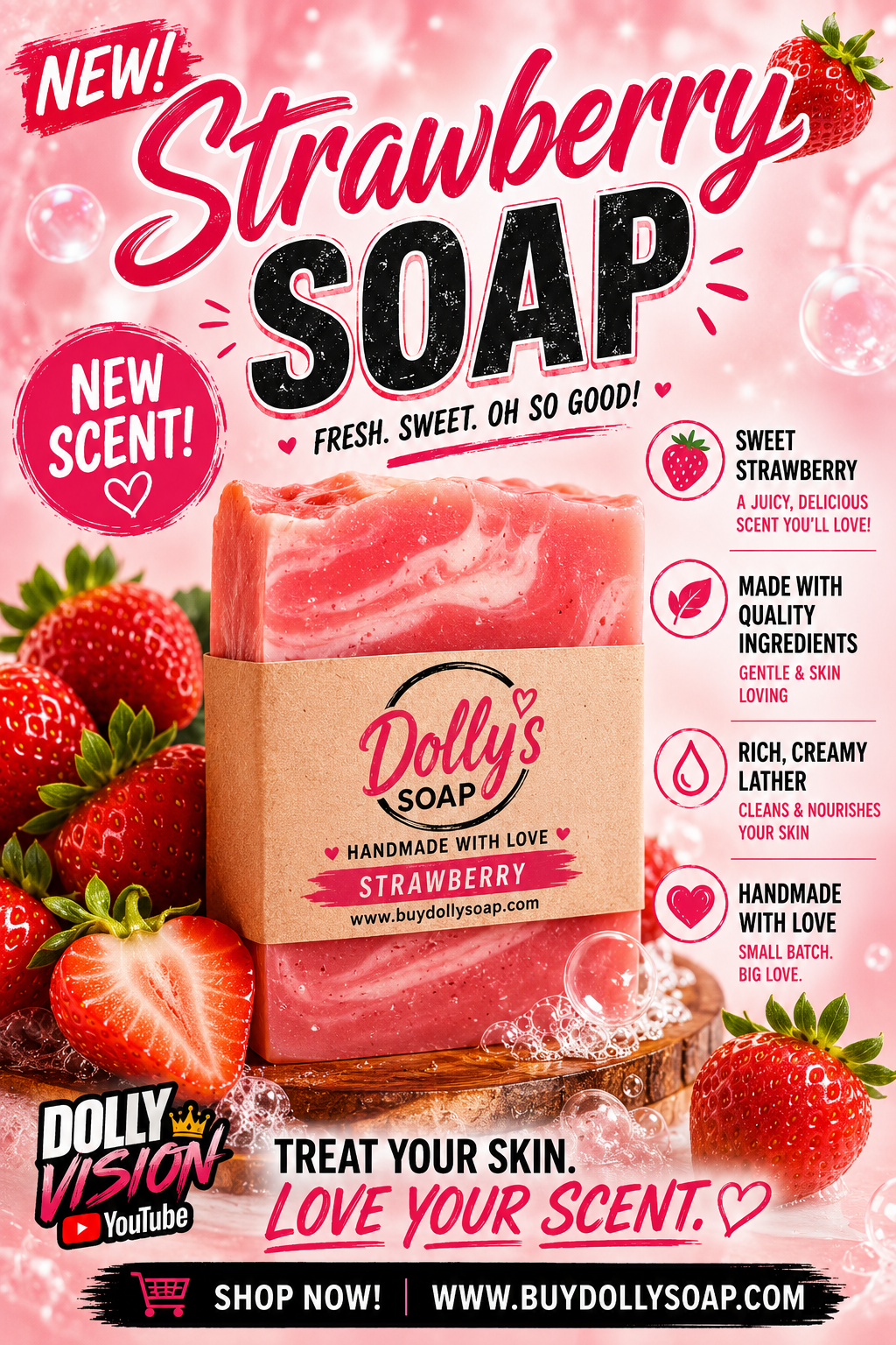 Dolly's Luxurious Lather Bar- strawberry