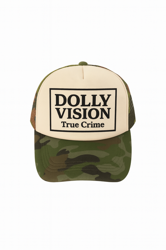 Dolly Vision True Crime camo Trucker Hat